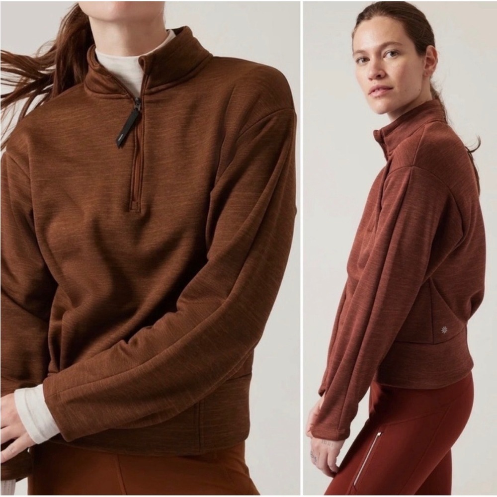 Athleta Brown Quarter-Zip Sweatshirt